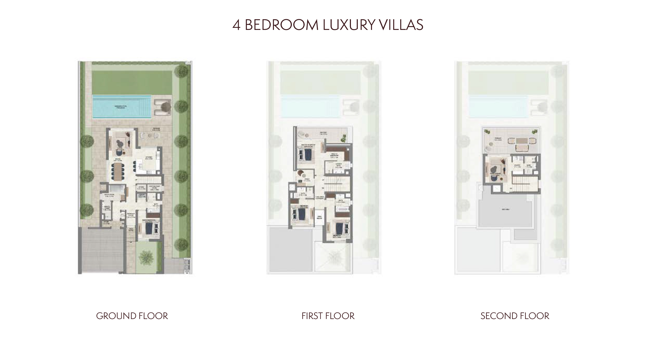 Floor plan for a typical 4-bedroom villa.